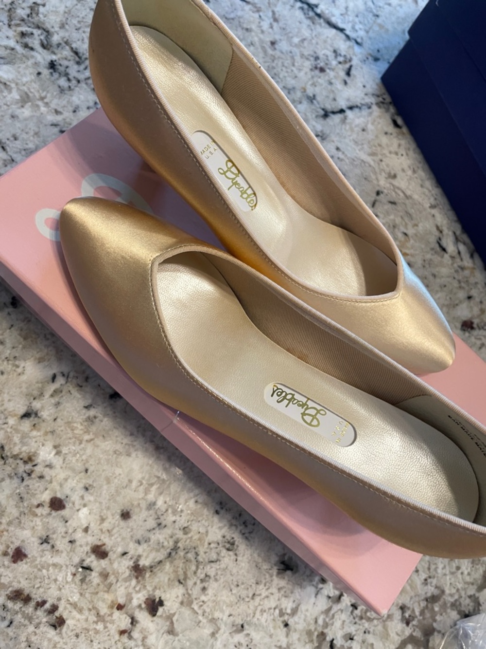 Gold Satin Women's Dress Flats by B. Makowsky